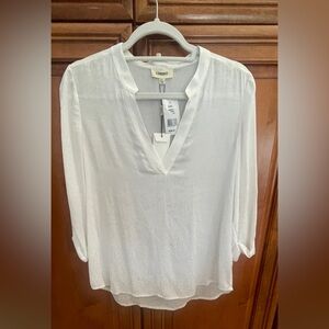 L’AGENCE White V-Neck Blouse